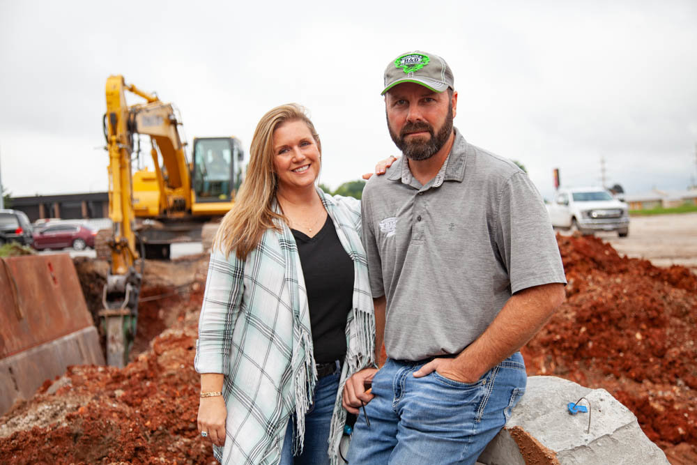 LAYING THE GROUNDWORK: Jerry and Carolyn Hamilton’s company, Hamilton and Dad, is handling sewer work for the BigShots development at the intersection of Glenstone Avenue and Kearney Street.